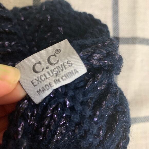 Women's CC Exclusives Beanie - Navy Blue Shimmer - One Size Winter Hat Accessory - Picture 4 of 6